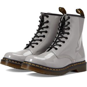 Dr. Martens Women's 1460 W Patent Leather 8 Eye Boot, Zinc Grey, 5